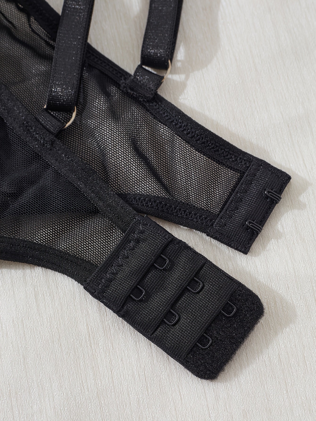 Women's Lace-Trimmed PU Bodysuit Backless Stretchy Non-Transparent