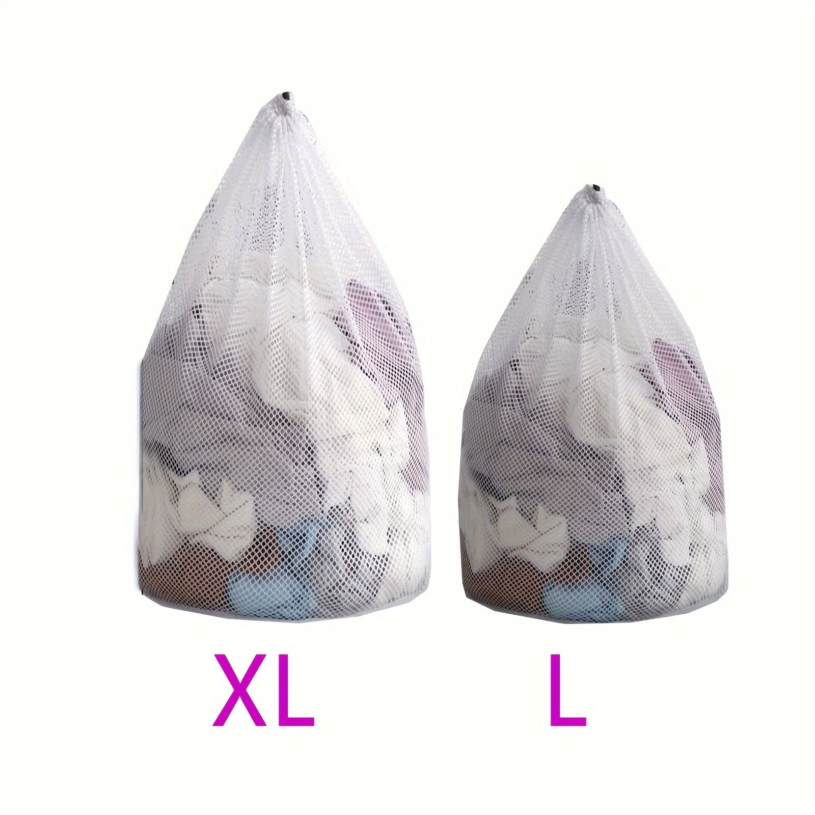 Mesh Laundry Bags Set, Polyester, Large, Drawstring Closure, Machine Washable