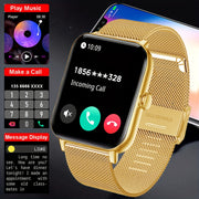 Умные часы COIUSOR с HD-дисплеем 4,65 см, золотистой сетчатой лентой, беспроводные, с уведомлением о сидячем образе жизни, управлением музыкой и камерой, более 100 режимами фитнеса, совместимы с iOS и Android.