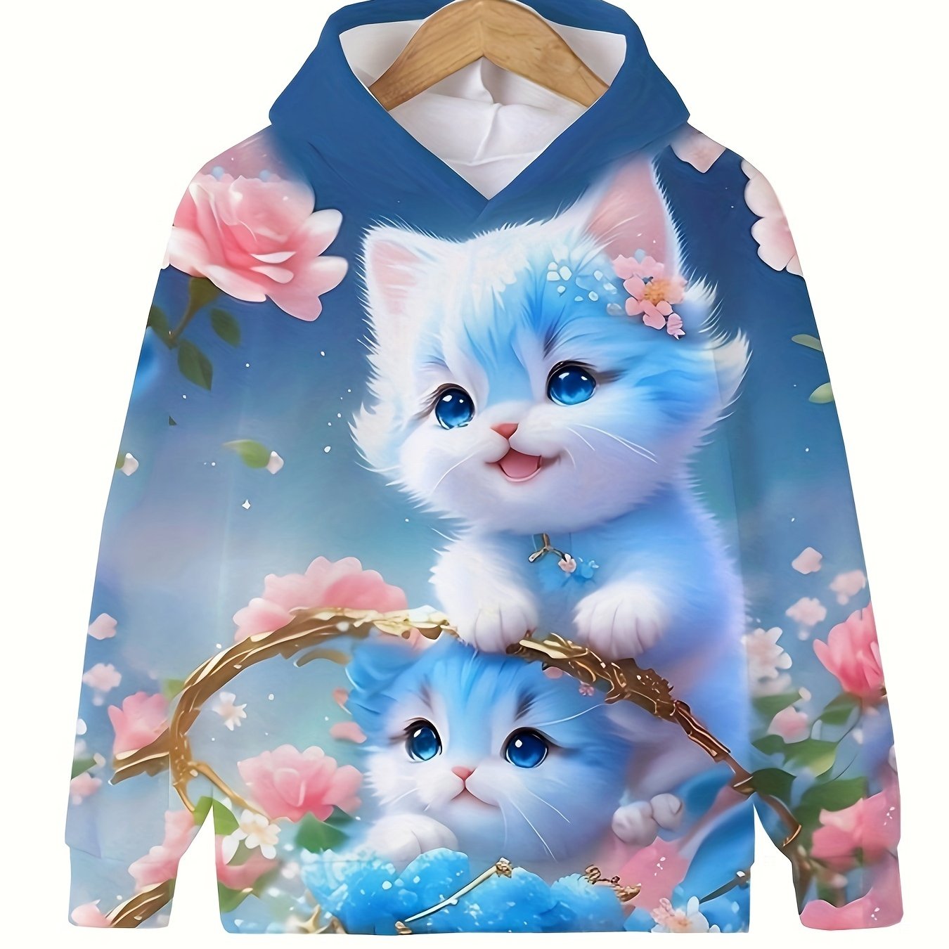 Kids Cat Hoodie Sweatshirt for Boys and Girls Autumn Winter Long Sleeve Casual