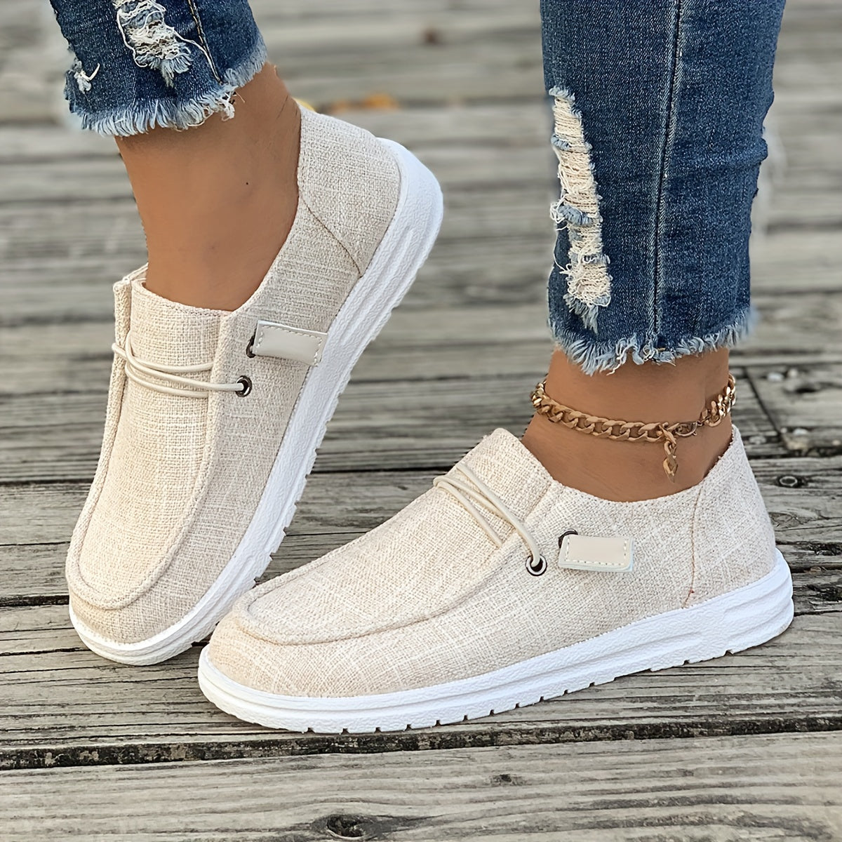 Women's Casual Slip-Resistant Round Toe Low-Top Sneakers with Breathable Fabric