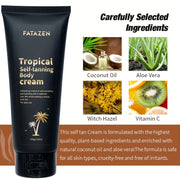 FATAZEN Bronzing Cream: Uniseks, Tabiiy, Paraben va Spirt O'lchovsiz, Aloe Vera bilan Uzoq Muddatli Quyoshsiz Qora, O'rta Terini Yaxshilaydi, Barcha Teri Turlari Uchun