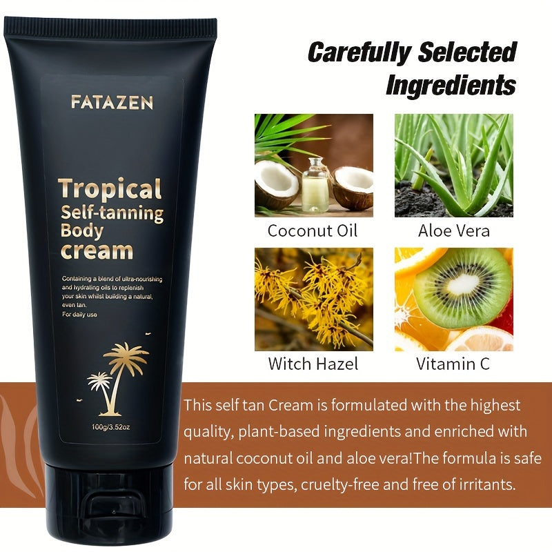 Unisex Bronzing Cream Natural Paraben Alcohol-Free Aloe Vera Long-Lasting Sunless Tan for Medium Skin