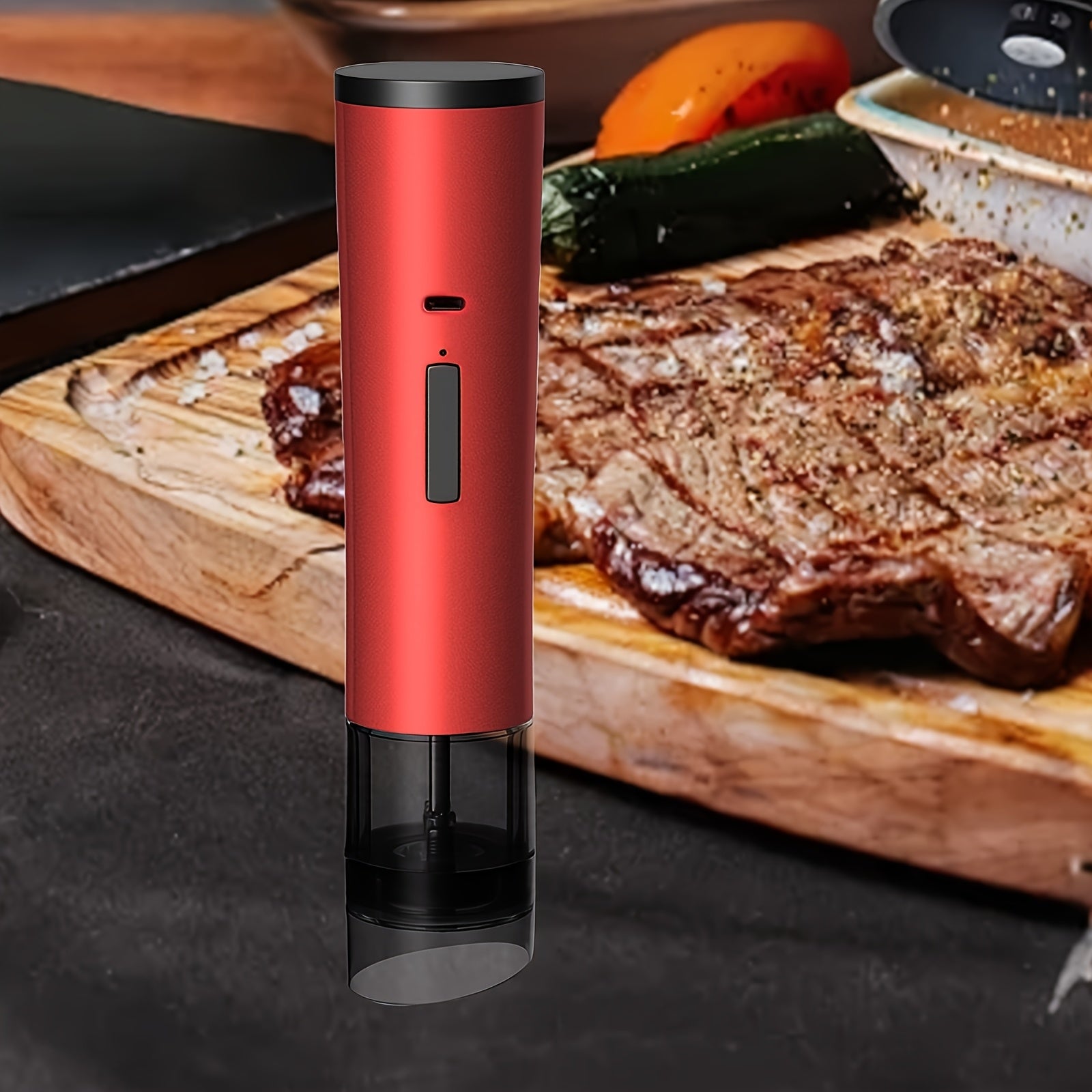 Red Electric Spice Grinder Rechargeable Portable Salt Pepper Sugar Mill