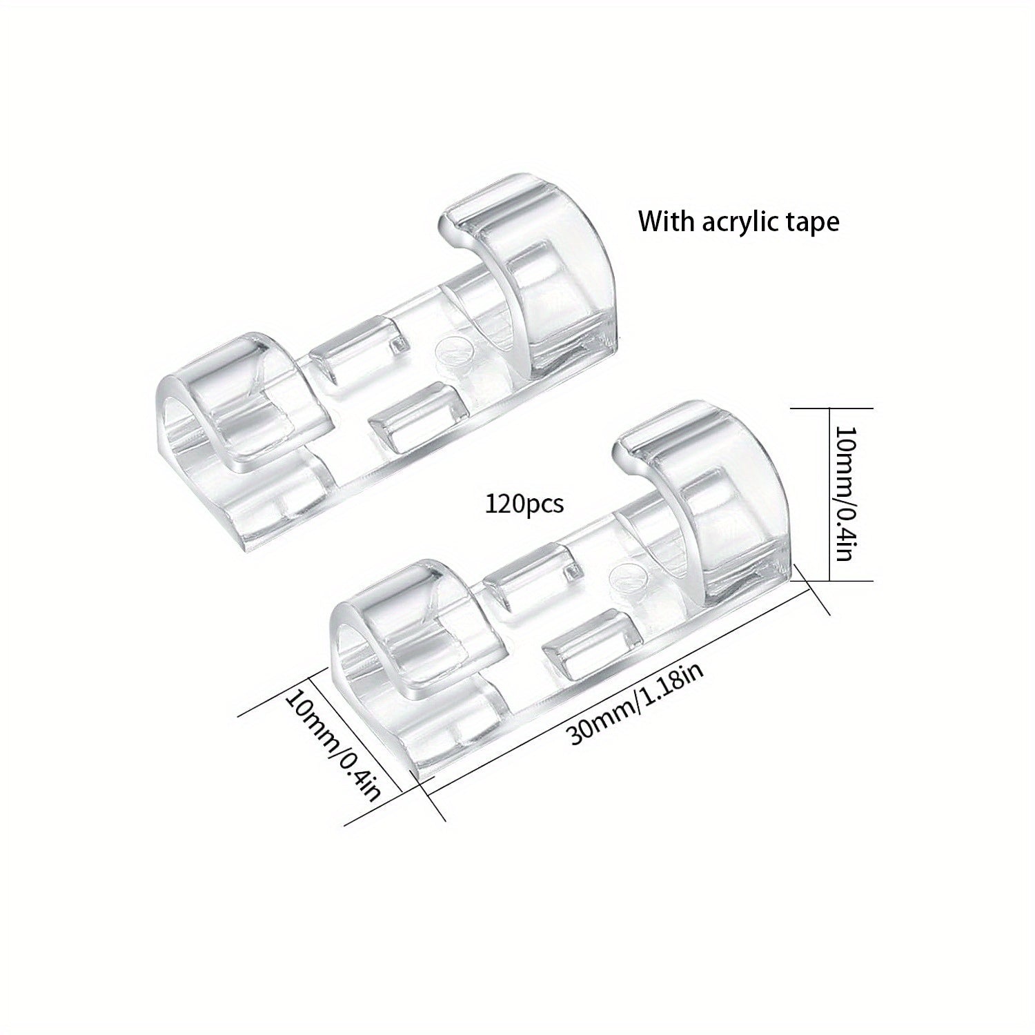 120-Pack Clear Adhesive PC Cable Clips for Wire Organization in Home and Office