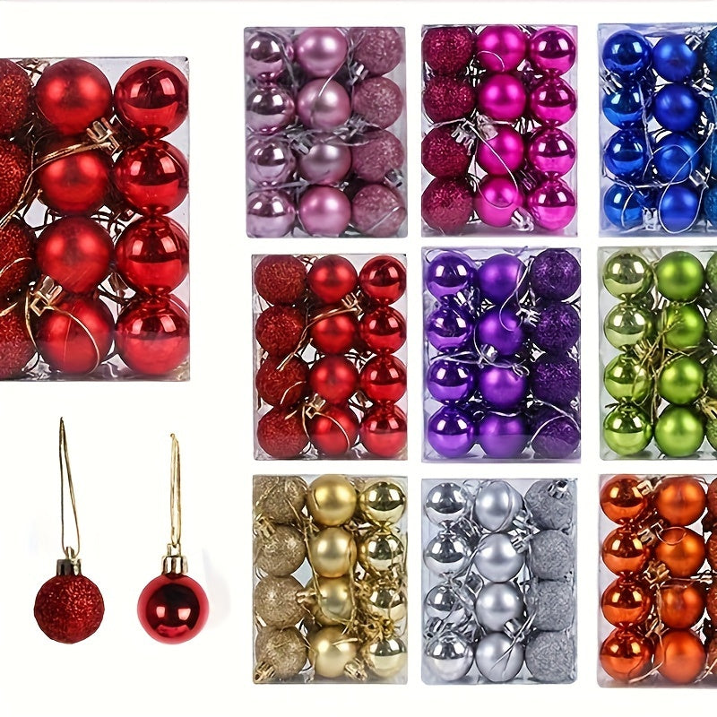 24pcs Christmas Ball Decorations Glitter and Matte Finishes for Tree Ornamentation