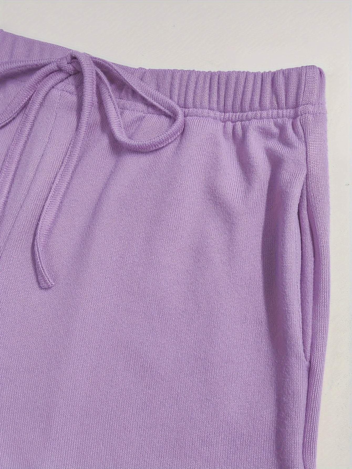 Women's Solid Fall Lounge Set Long Sleeve Crew Neck Top Drawstring Pants