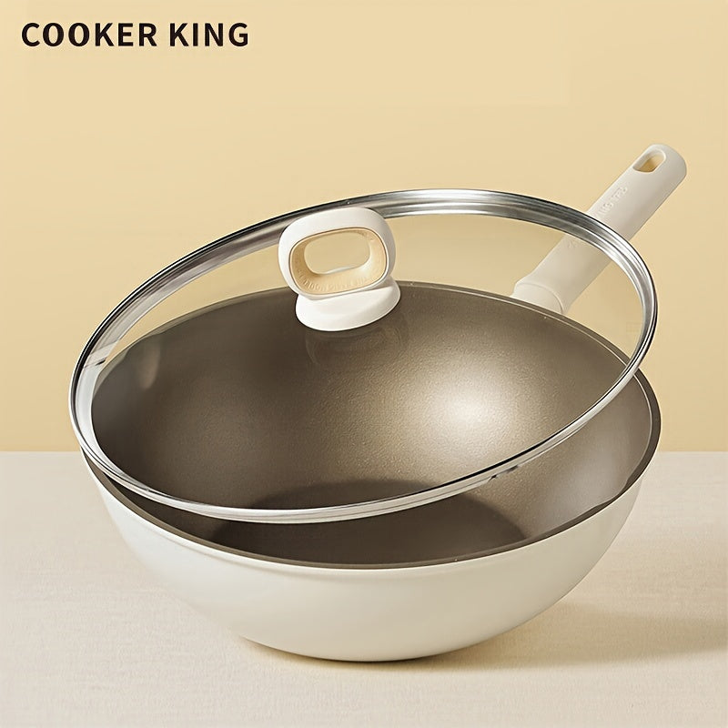 Titanium-Coated Non-Stick Wok Pan with Lid Induction Ready All Cooktops