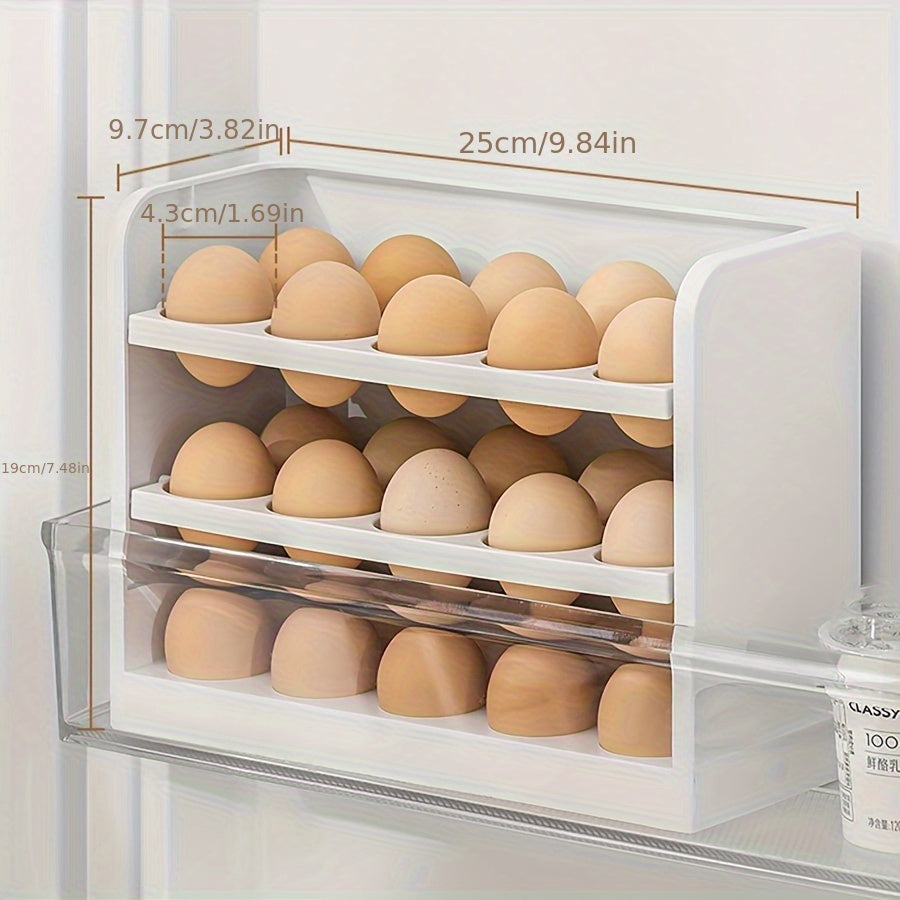 Large Capacity Plastic Egg Organizer for Refrigerator, 30 Egg Storage Box
