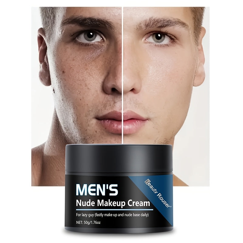 Crema de maquillaje nude para hombres 50g, corrector de cobertura total, control de grasa, minimizador de poros, hidratante