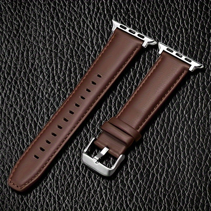 Calfskin Leather Watch Band for Apple Watch Series 38mm 40mm 41mm 42mm 44mm 45mm 49mm with Deployant Clasp