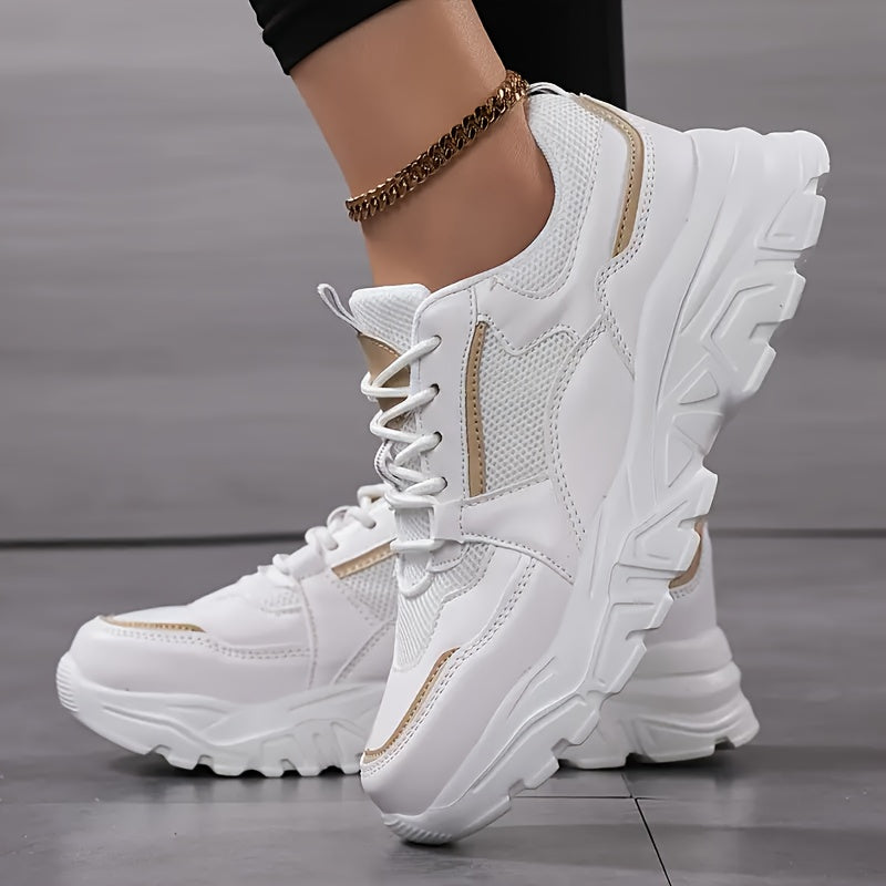 Women's Mesh Chunky Sneakers Casual Running Travel Black Gold