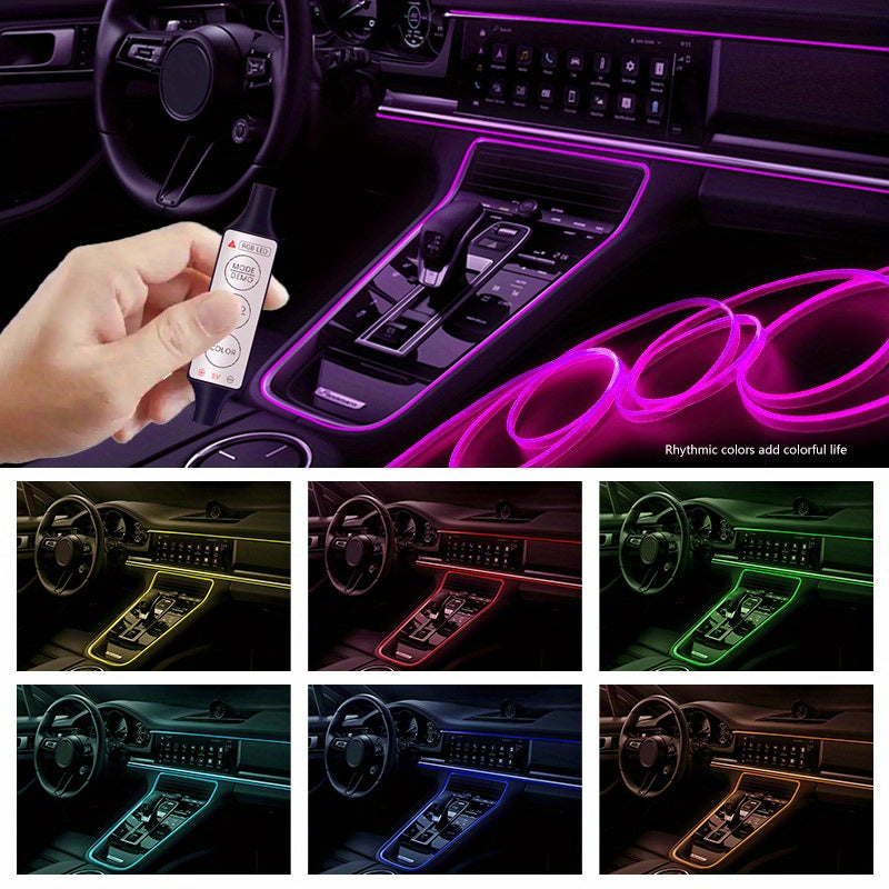 Car Interior RGB LED Strip Lights Neon Fiber Optic Decorative Ambient