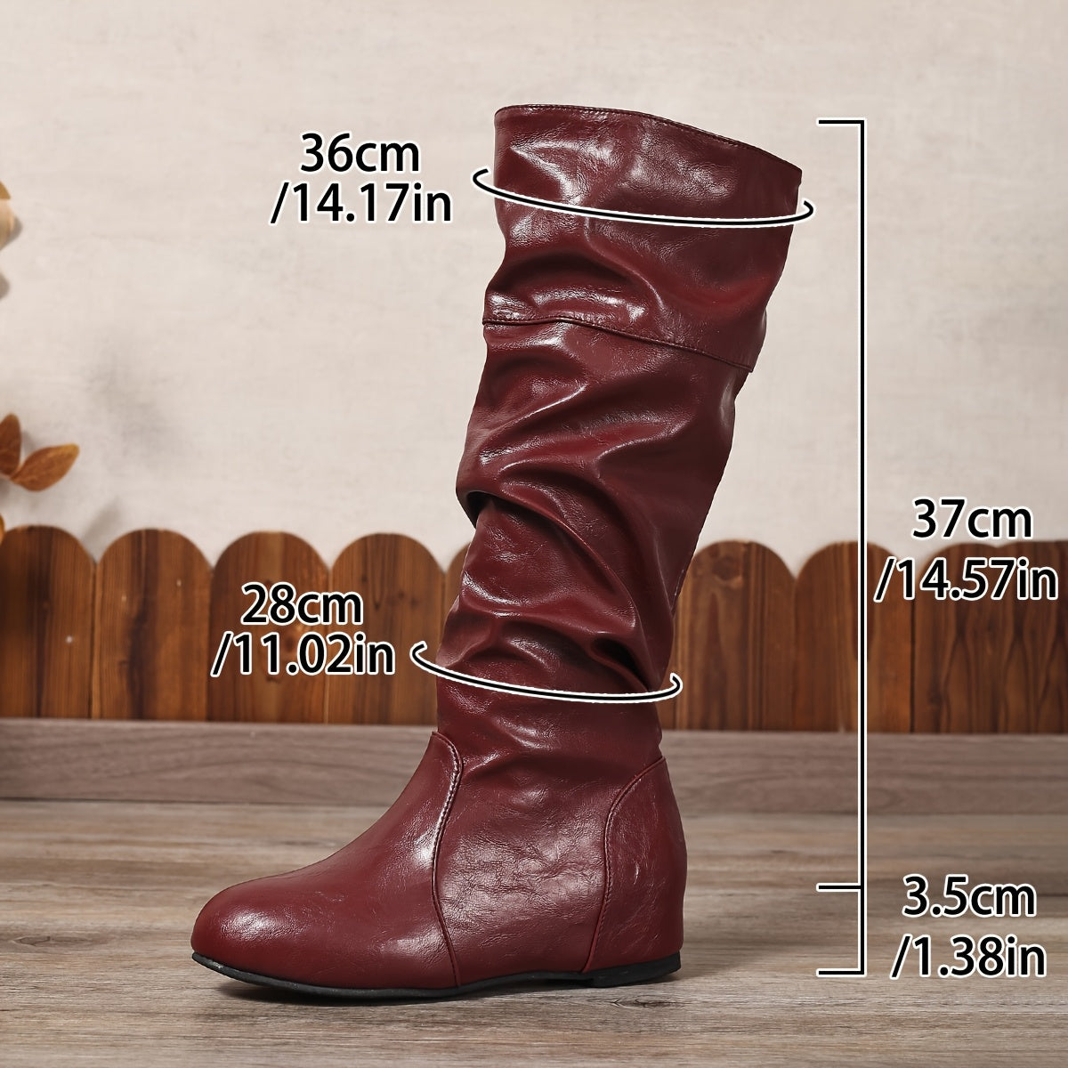 Women's Knee-High Slip-On Boots PU Upper Rubber Sole All-Season Solid Color