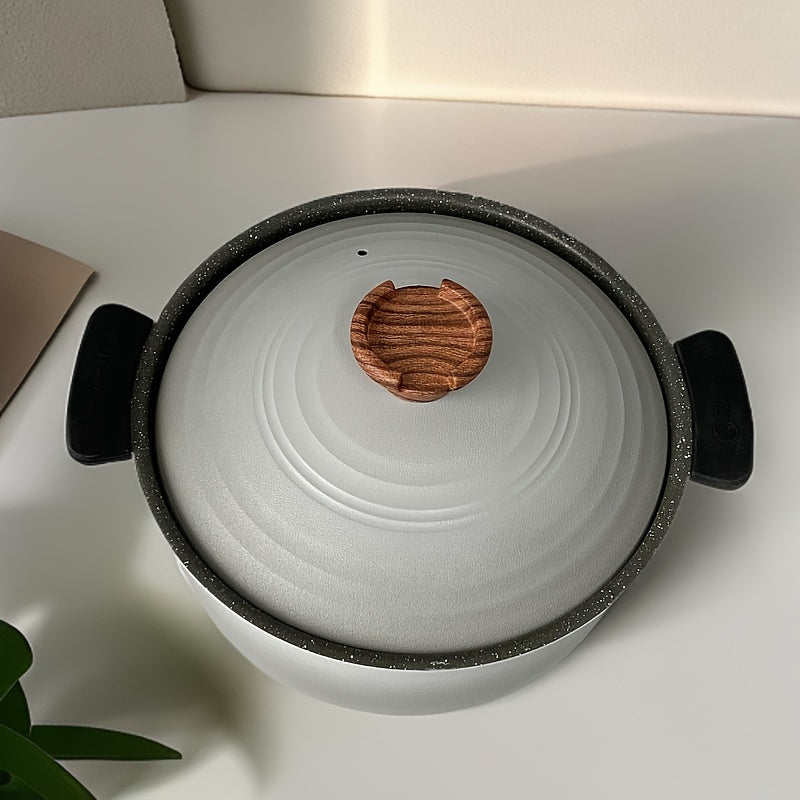 22cm Double Ear Soup Pot Non-Stick Japanese Style Kitchen Cooking Tool Grey