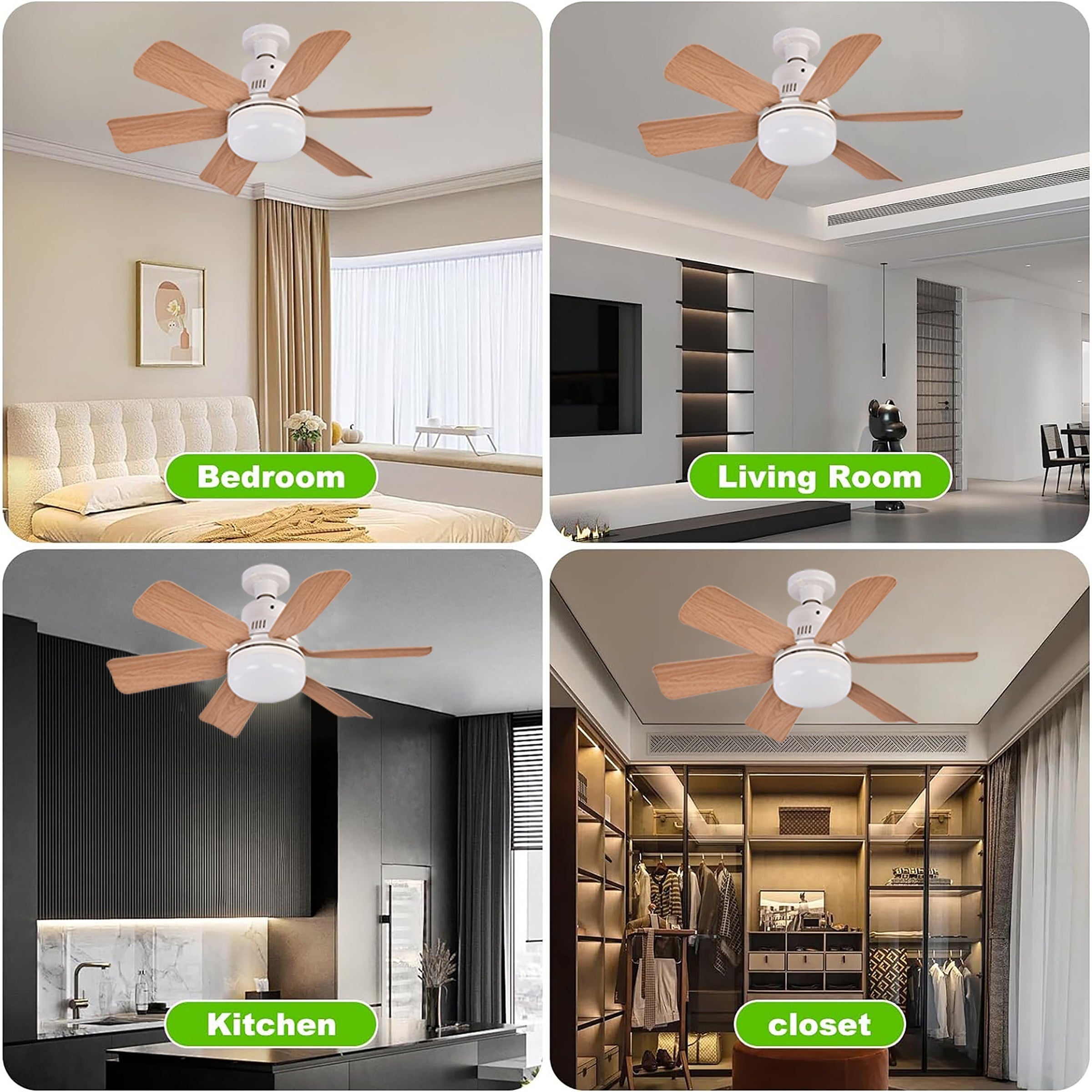 LED Smart Fan Light with Remote Control 2-in-1 E26/E27 Socket Square Blade Ceiling Fan