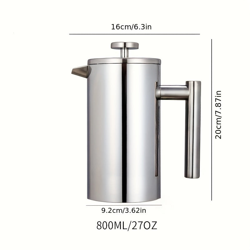 Cafetera de prensa francesa de acero inoxidable con doble pared y aislamiento de 33oz