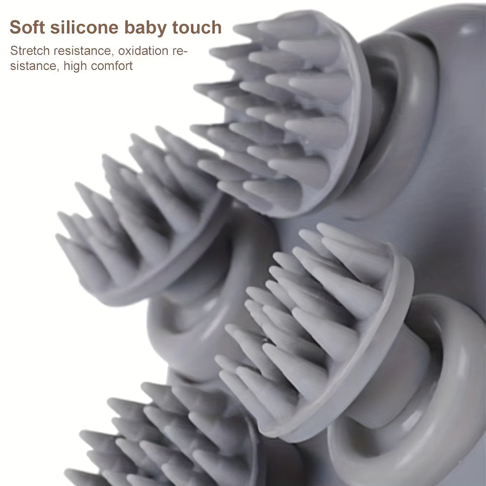 To‘g‘ri barmoqni taqlid qiluvchi 4 ta silikon massaj boshiga ega mushuklar va itlar uchun mo‘ljallangan uy hayvonlari bosh massajchisi.