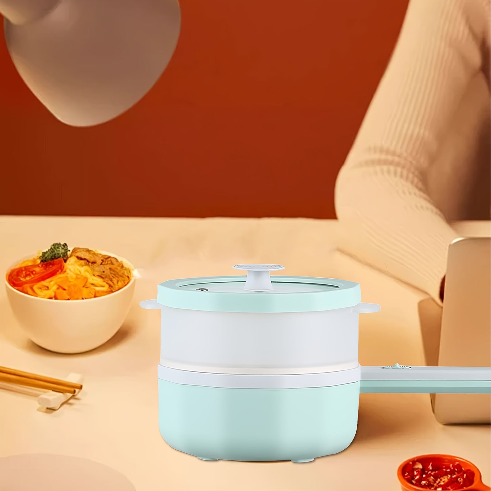 1.5L portativ elektr hotpoti, qotishma po'latdan yasalgan, qopqog'li, yotoqxona va uy uchun