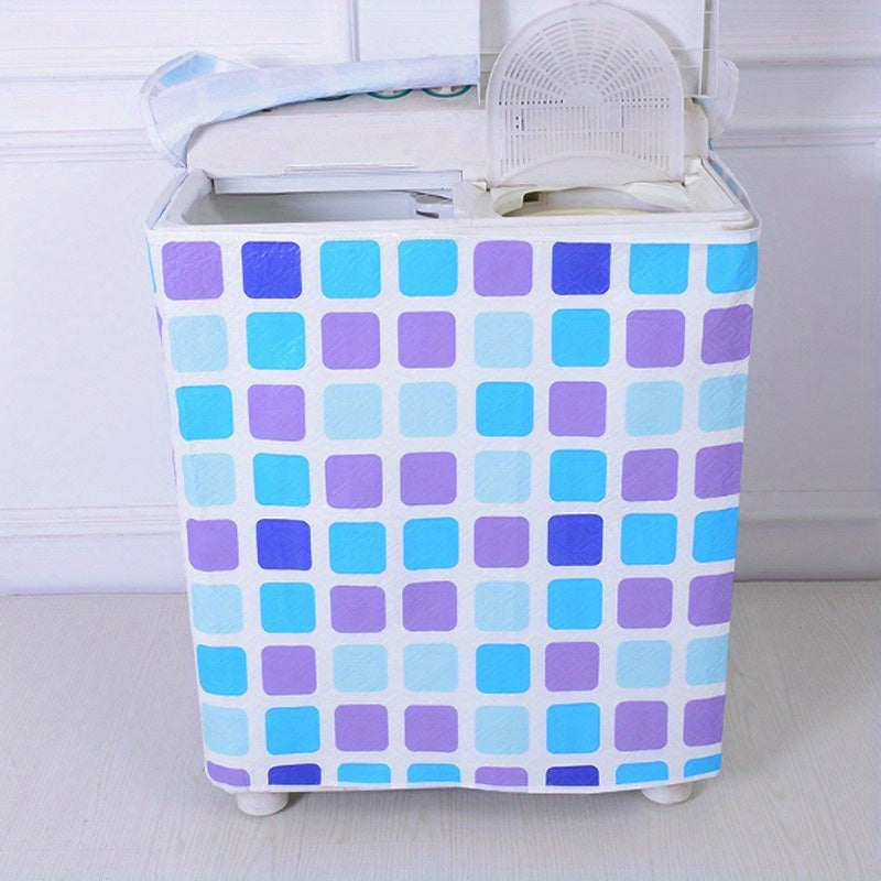 Funda duradera para lavadora de PE con diseño floral, protector de tambor para carga frontal, color blanco