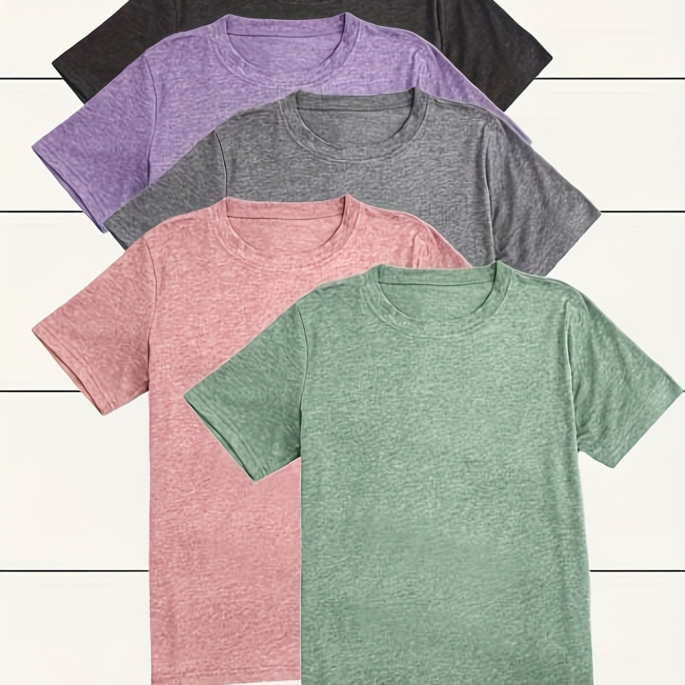 Women's Casual Short Sleeve T-Shirts Solid Color Pack Breathable Cotton