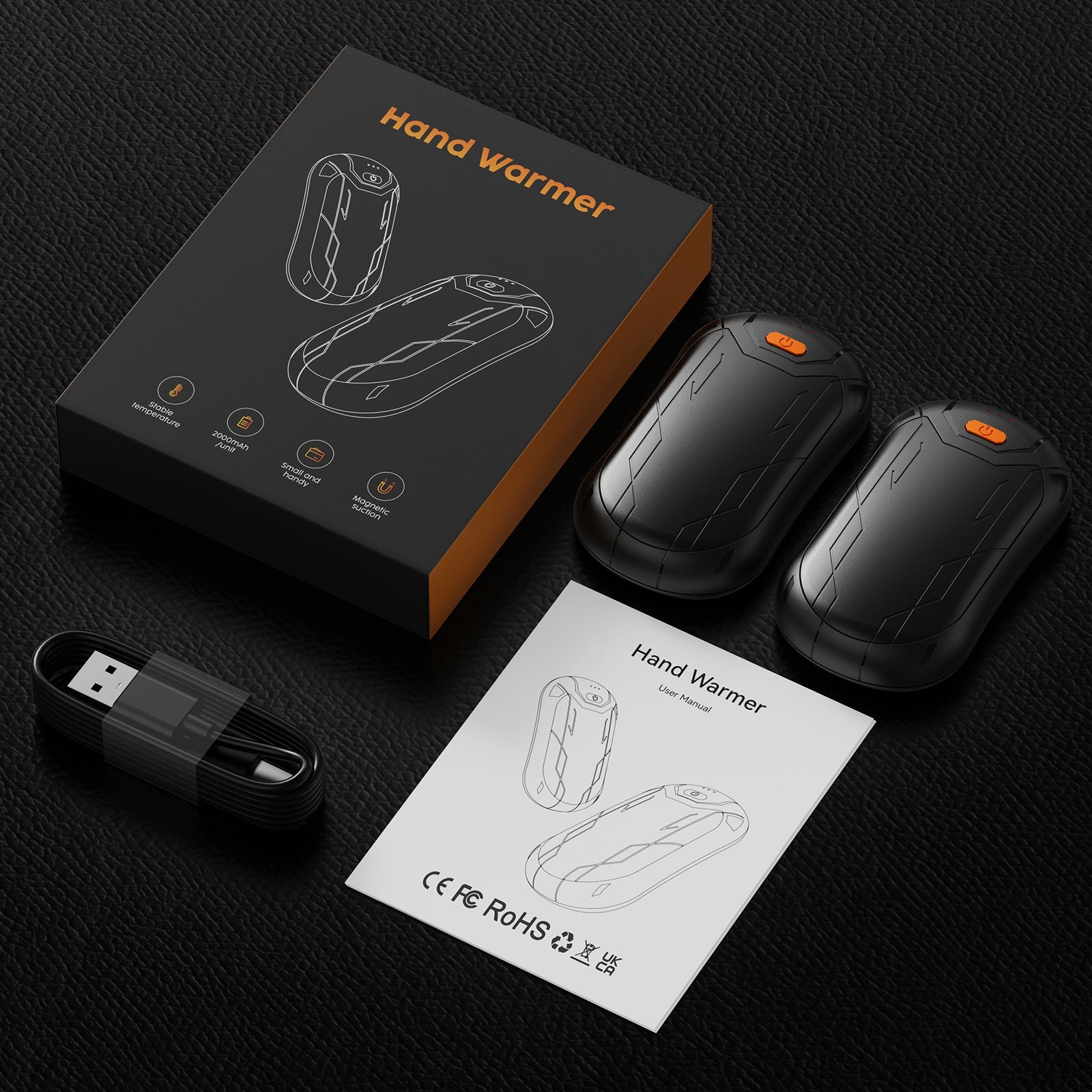 Rechargeable Hand Warmers 2 Pack 4000mAh USB Portable Pocket Heaters