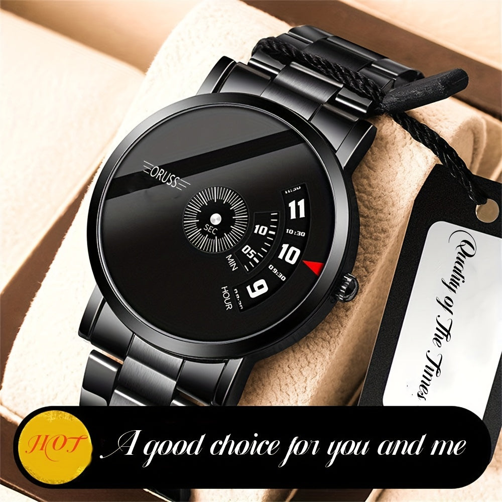 Men's Black Leather Watch for Fashion Students