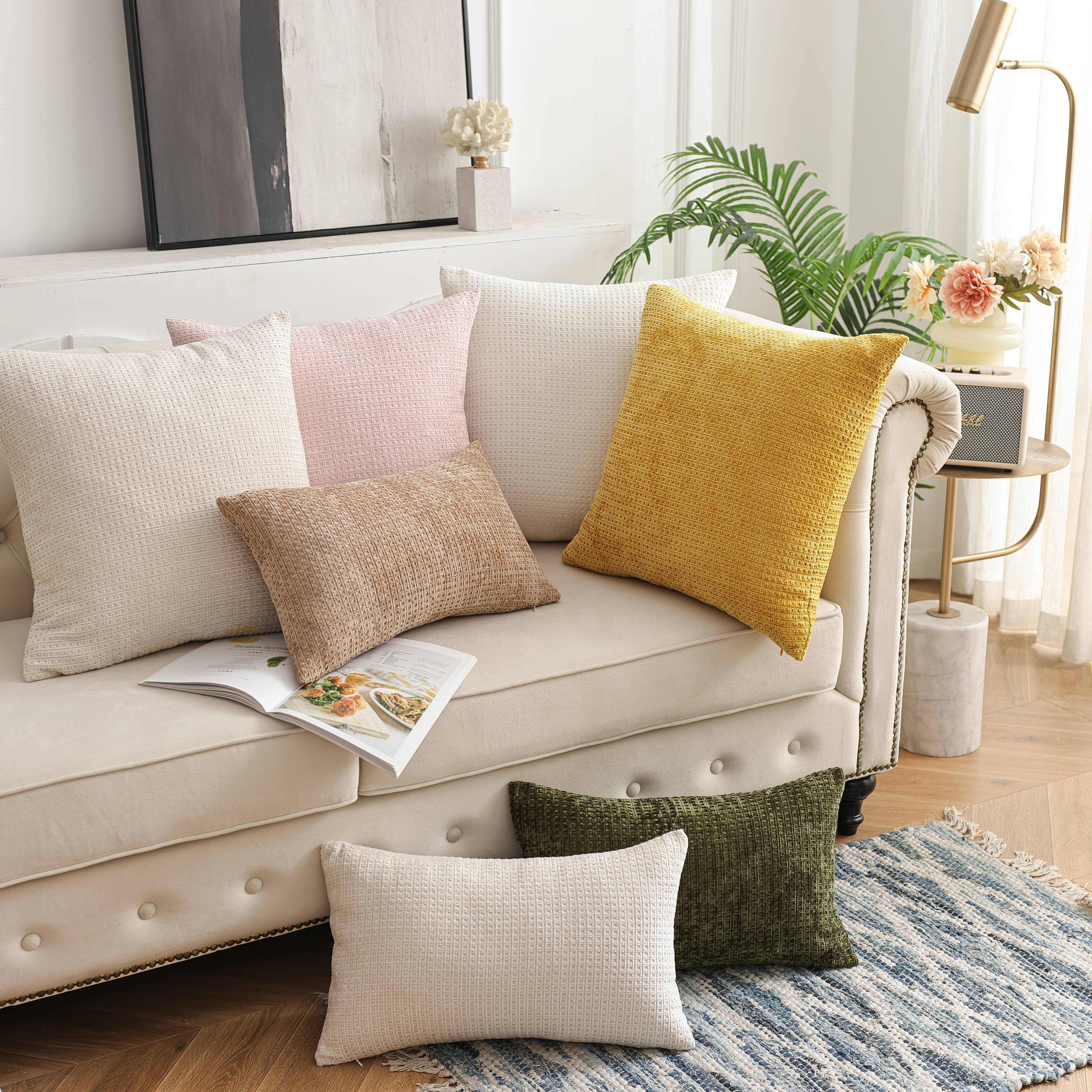 Plaid Velvet Pillowcase Geometric Pattern Soft Cushion Cover for Sofa Bed Bedroom