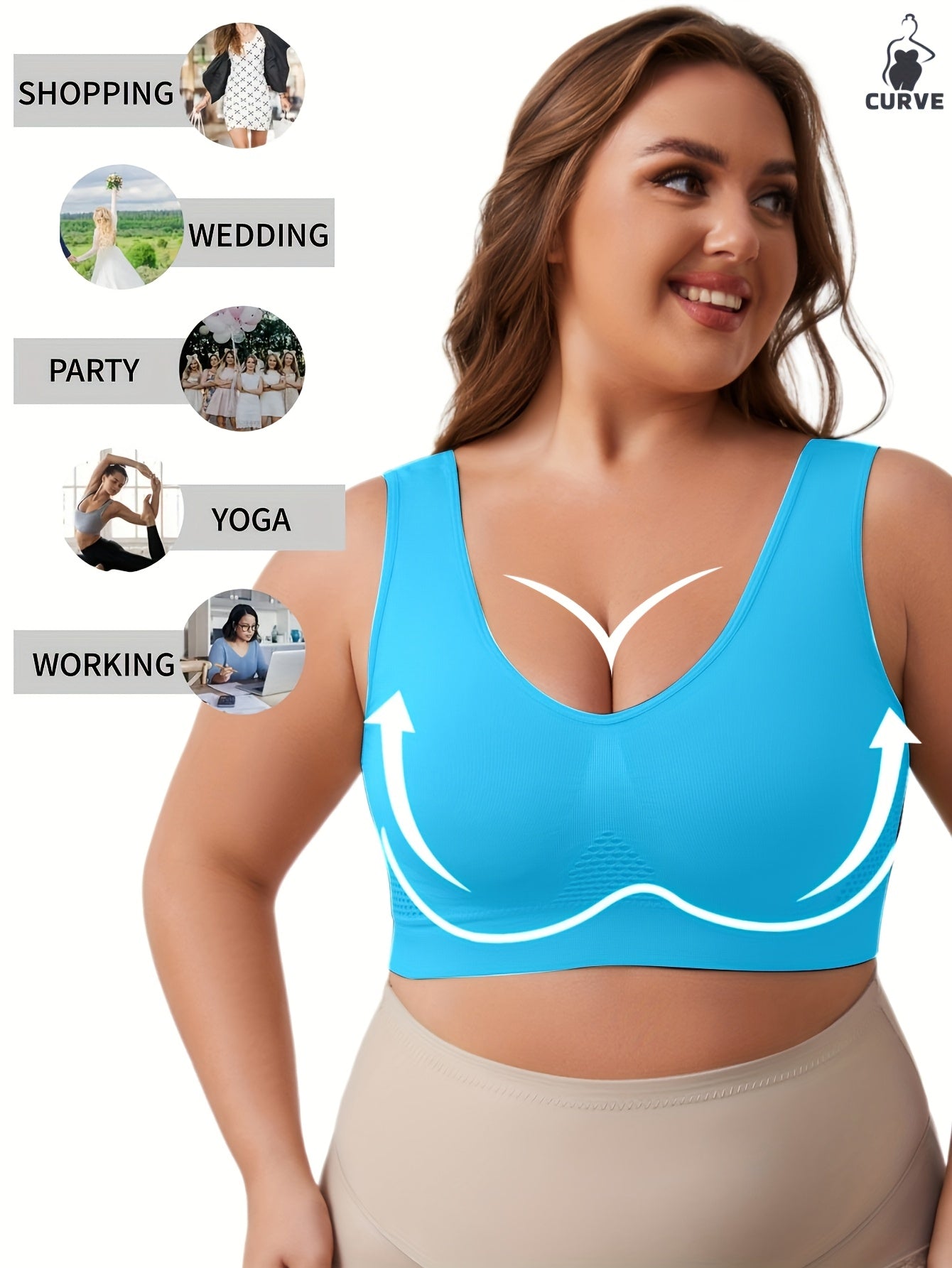 Women's Seamless Double-Layer Sports Bras Breathable Plus Size Workout Bras