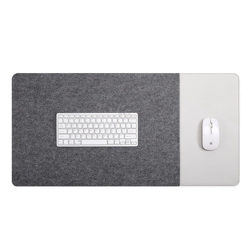Large Gaming Mouse Pad with Anti-Slip Felt Faux Leather Wrist Support for E-Sports Office Use