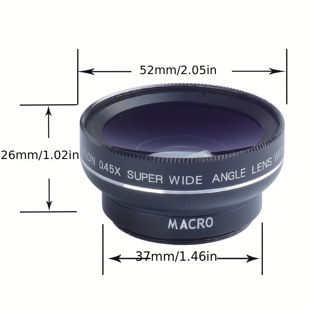 Smartphone Wide Angle and Macro Lens Kit Aluminum Alloy 0.45x HD 12.5x Macro