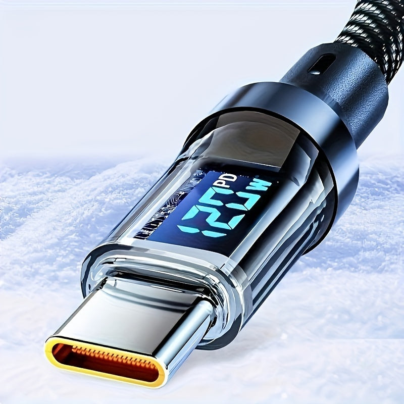 120W USB Type C Charging Cable with LED Display Fast Safe Charging