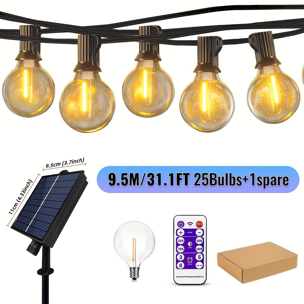 Solar String Lights with Shatterproof G40 LED Bulbs Solar Powered Outdoor Decor