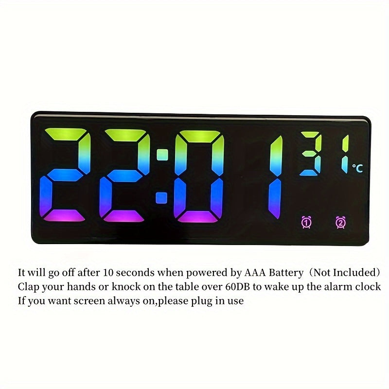 Digital Alarm Clock Voice Control Dual Alarm Night Mode Adjustable Brightness USB Powered