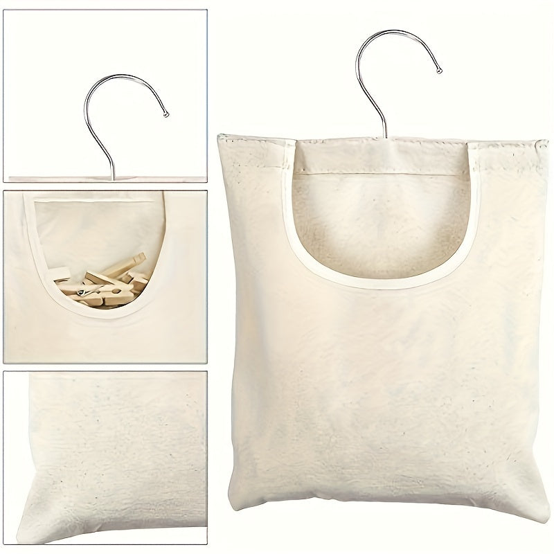 Organizador de almacenamiento colgante rectangular beige 32x27cm Bolsa multiusos de tela de lienzo para lavandería y decoraciones