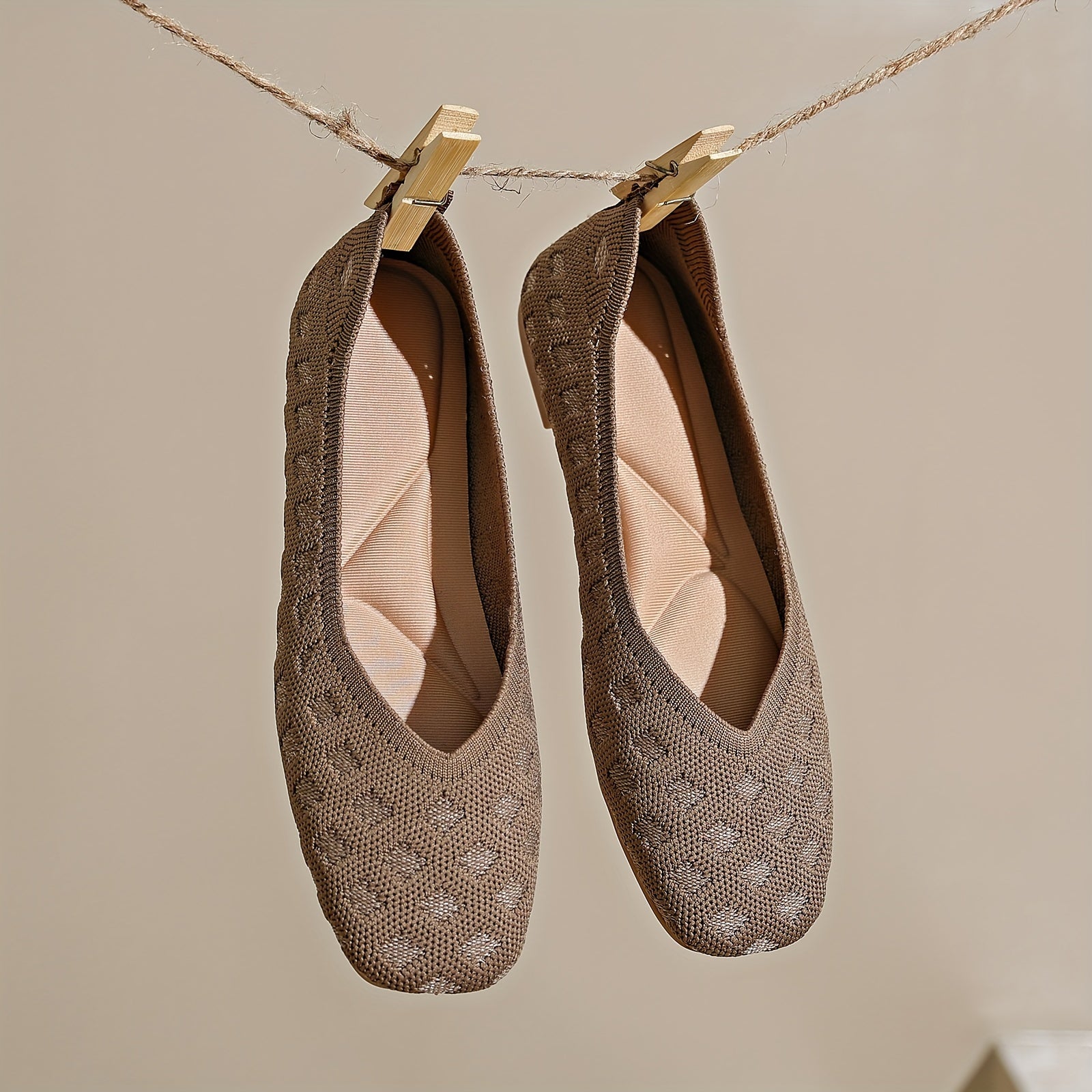 Women's Plaid Mesh Slip-On Ballet Flats Breathable Lightweight Fabric Shoes