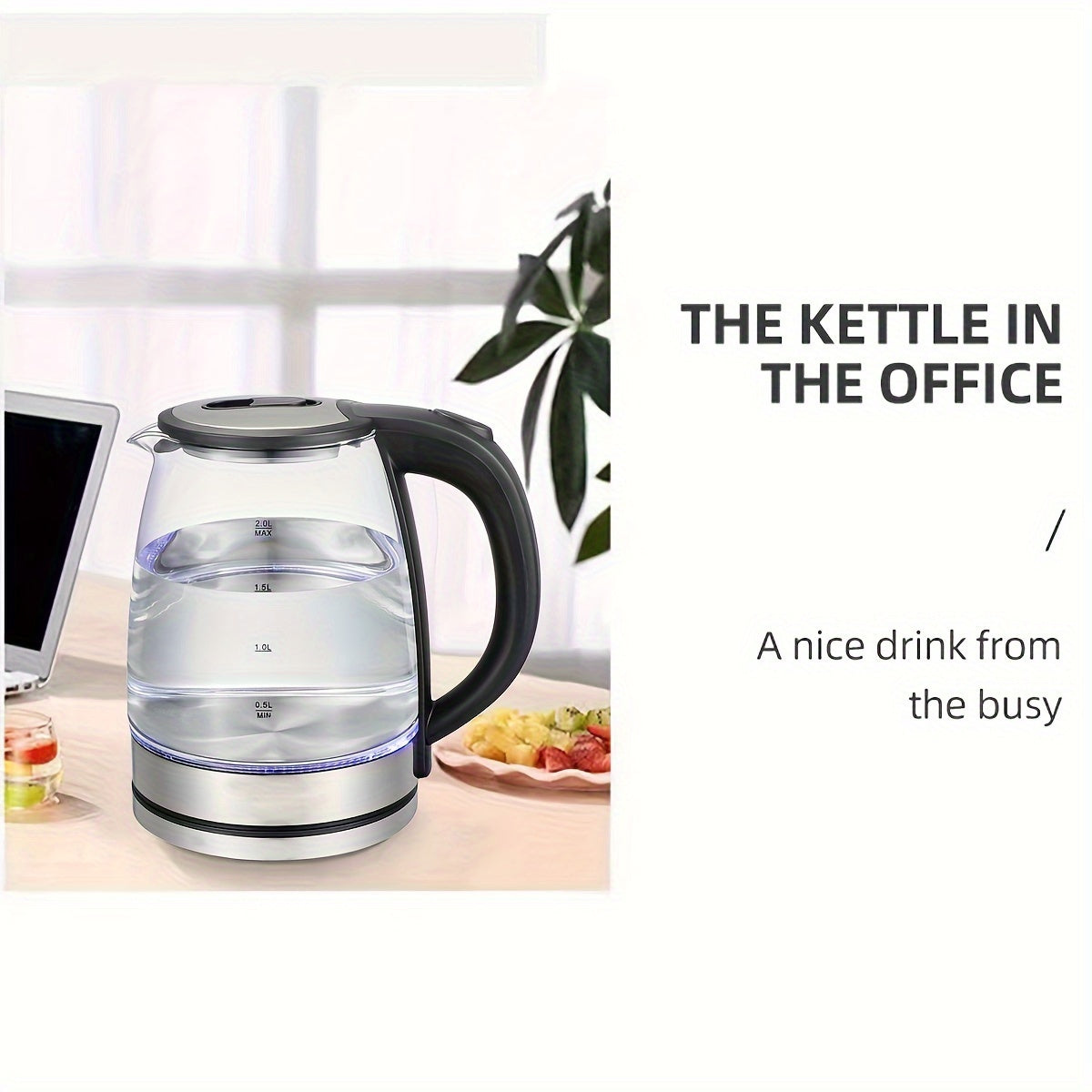 1 dona FLZH Elektron Shisha Choynak, 2.0L, Tez Qaynatish, Moviy Yorug'lik, Noxush Metall Filtri, Keng Ochiq, 220-240V Yevropa Ustuni, Hidi Yo'q, Og'ir Metallsiz, Choy va Issiq Suv Uchun