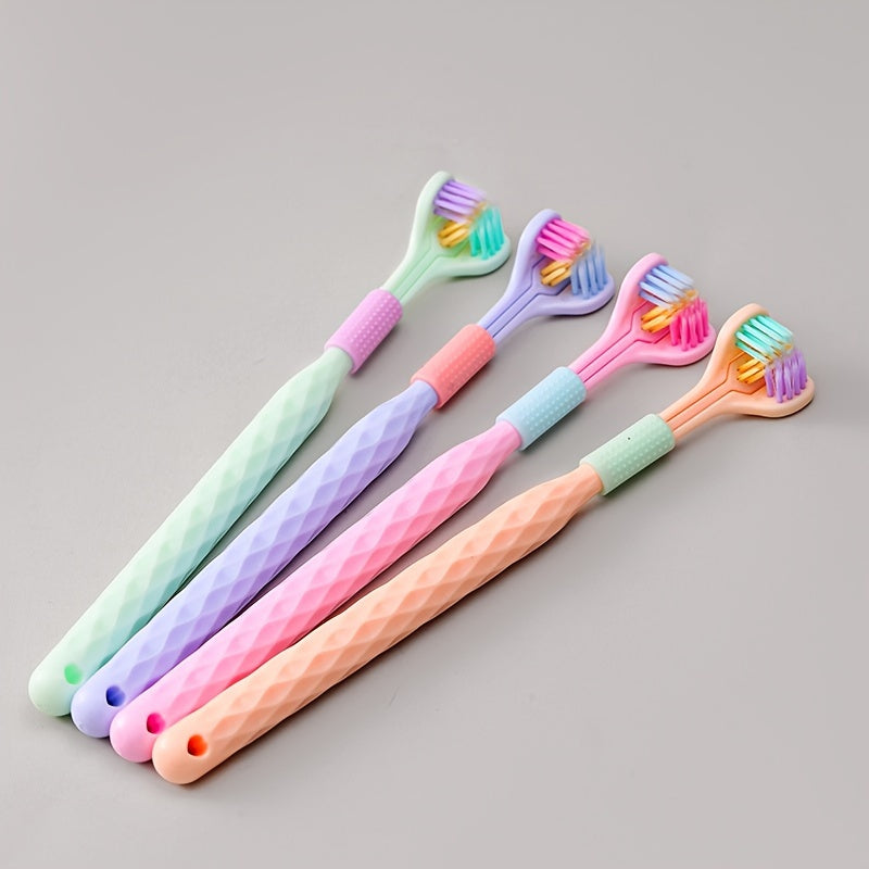 Взрослая мягкая жесткая щетина зубная щетка с 360-градусной тройной головкой из полипропилена