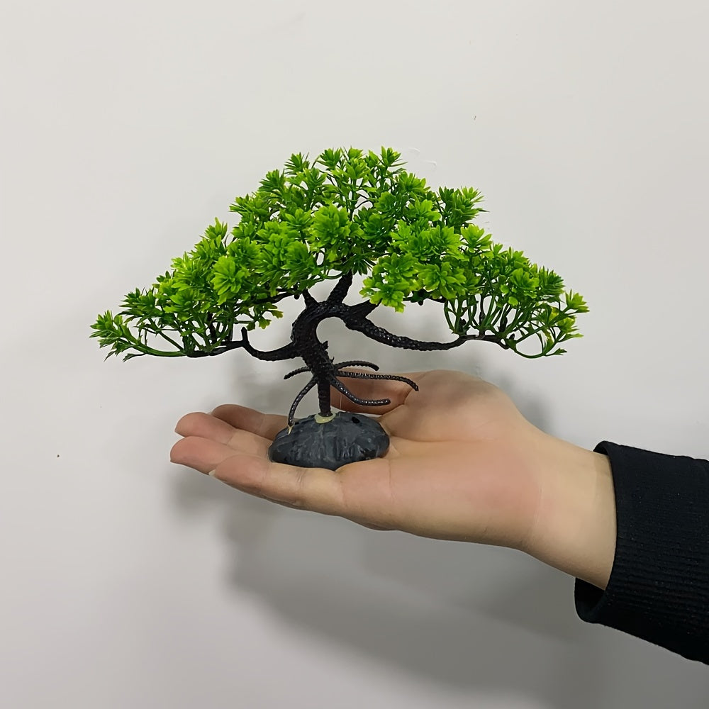 Artificial Aquarium Decoration Lifelike Banyan Tree with Green Leaves 12.7cm