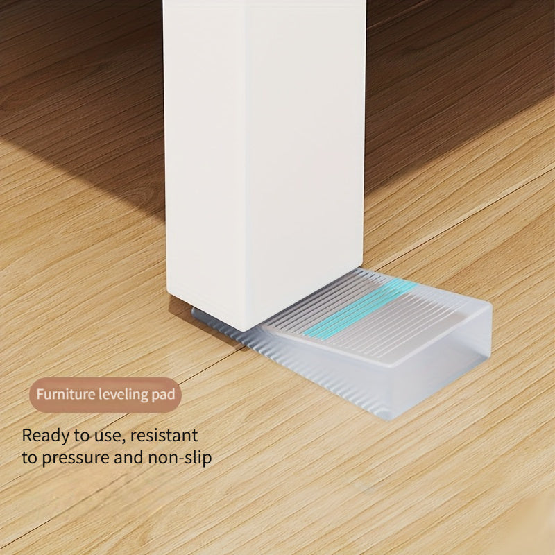 4 ta PVC mebel balandligini sozlash shimlari to'plami - notekis pollar uchun sozlanadigan qiyshiq bloklar, shkaflarda balandlikni sozlash uchun uchburchakli bloklar