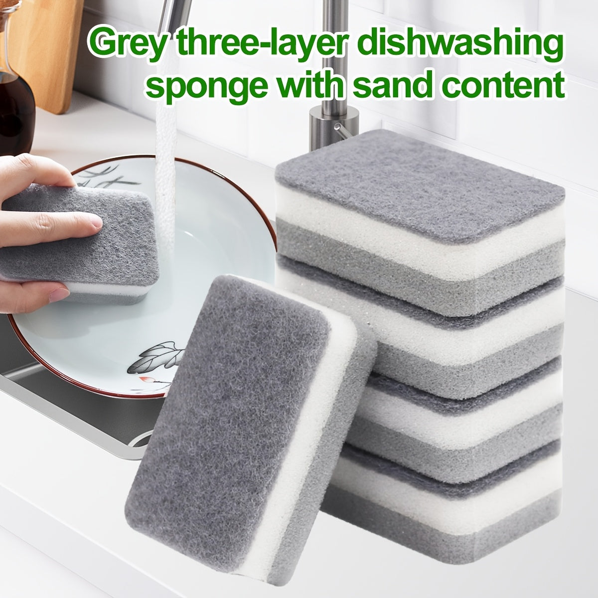 Multi-Purpose Magic Cleaning Sponge Dual-Sided Non-Scratch for Kitchen Bathroom Living Room 5/10 Pack