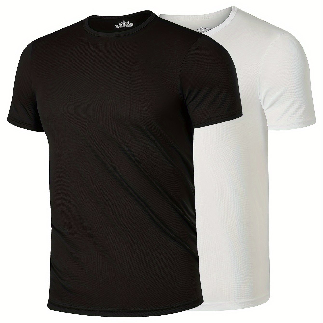 Men's Short Sleeve Crew Neck T-Shirts Pack of Two Polyester Casual Summer Active