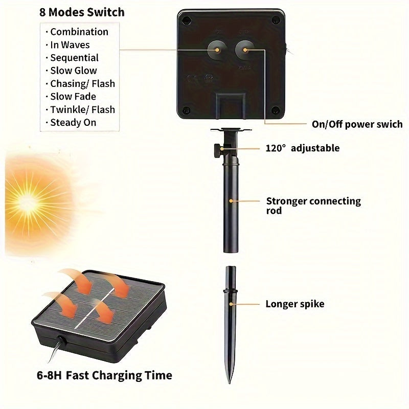 8/12pcs Solar Mushroom Pathway Lights ABS Material 8 Lighting Modes Infrared Sensor Outdoor Garden Yard