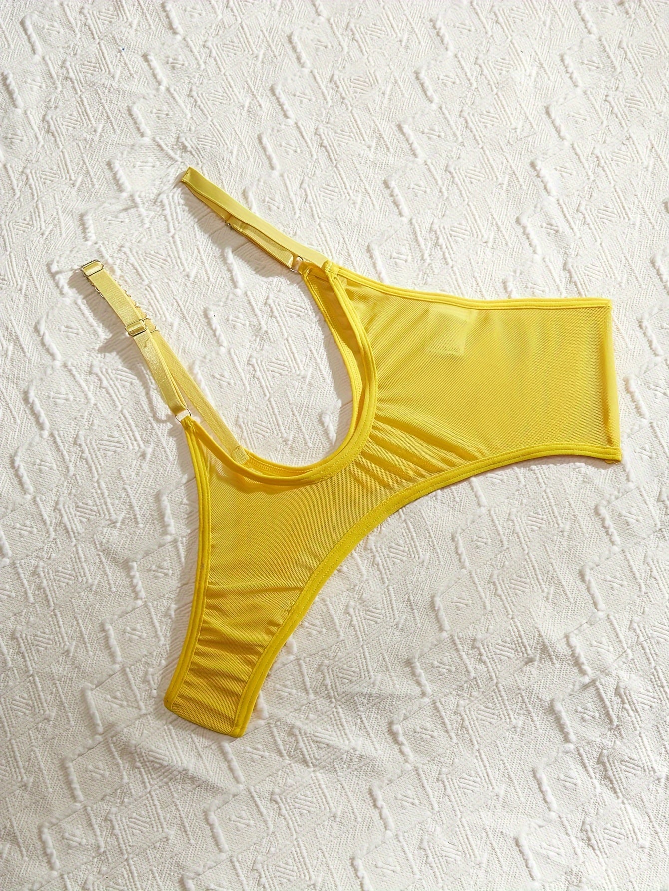 Women's Butterfly Lingerie Set with See-Through Spaghetti Straps and Leg Straps Bra and Panty