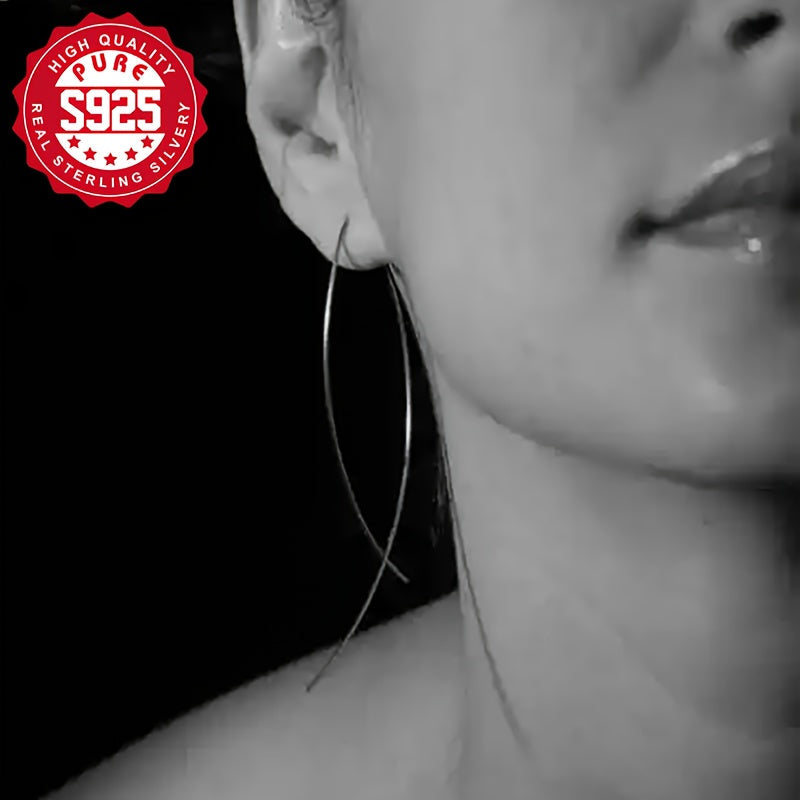 Women's Silver Earrings Simple Line Hypoallergenic Elegant Gift for Women