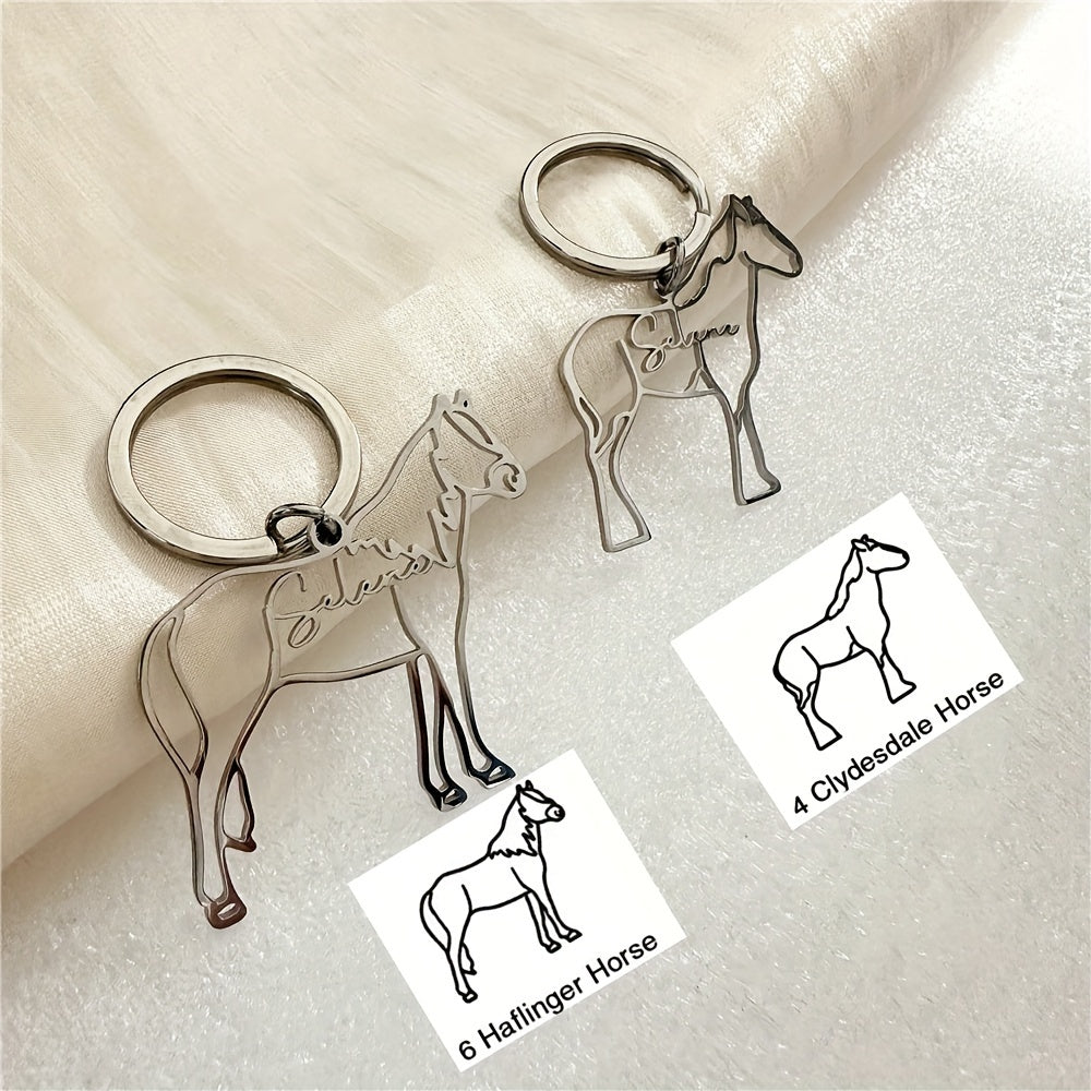 Llavero personalizado de acero inoxidable con charm de animal grabado "Selena" para mujeres