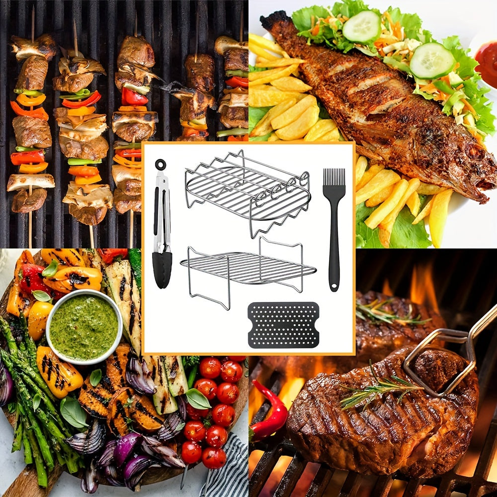 9-Piece Air Fryer Accessories Set with Grill Racks and Skewers for 7.6L Rectangular Air Fryers