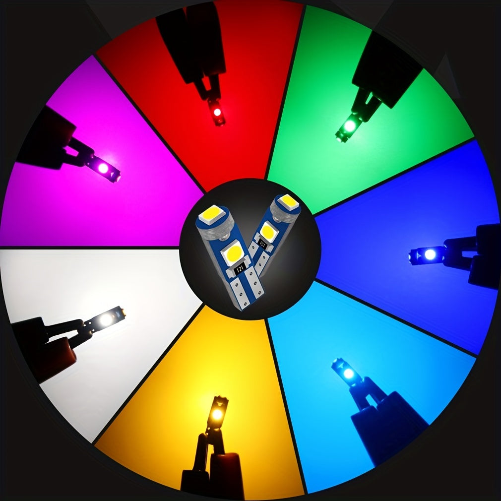 10pcs T5 LED Car Interior Lights Canbus Compatible Multi-Color for Dashboard