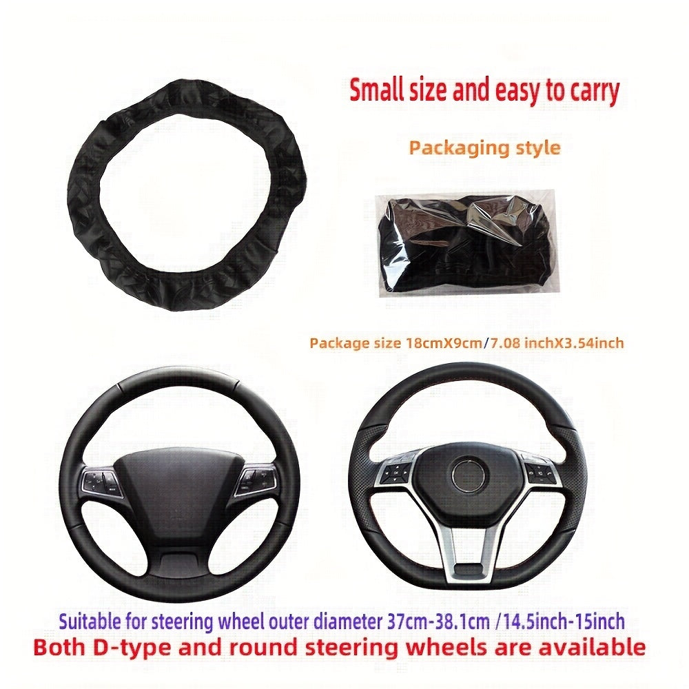 Car Steering Wheel Cover Leather Embossed Soft Fit 37-38CM Diameter