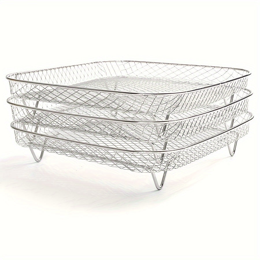 Stainless Steel Air Fryer Accessories Set with Rack Dehydrator Stand and Tongs